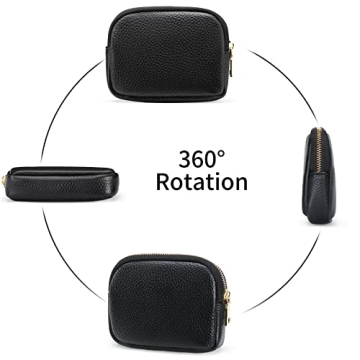 SENDEFN Mini Coin Purse Stylish Leather Zipper Pocket