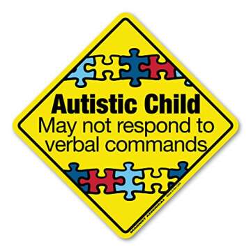 Autistic Child Emergency Alert Magnet by Magnet America – 5.5" x 5.5", Perfect for Vehicles and Re...