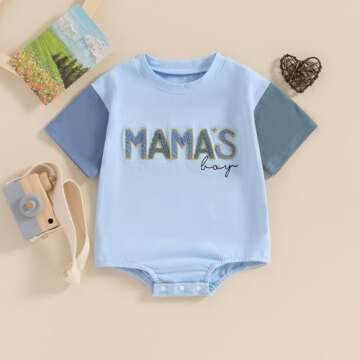 FIOMVA Baby Boy Summer Clothes Newborn Bubble Romper Spring Toddler Mama's Boy Letter Bodysuit Cute ...