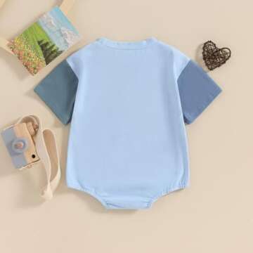 FIOMVA Baby Boy Summer Clothes Newborn Bubble Romper Spring Toddler Mama's Boy Letter Bodysuit Cute Infant Outfit (A Mamas Boy Blue, 0-3 Months)