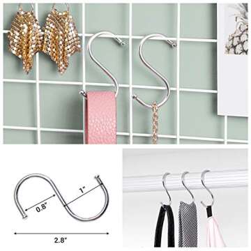 SONGMICS Wall Grid for Photo, Metal Wall Grid Panel, DIY Wire Photo Hanging Display, Set of 2, with S Hook, Clip, Hemp Cord, 16.5 x 12.2 Inches, White ULPP01W