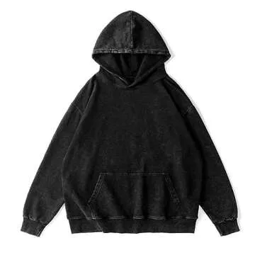 Bobeutou Oversized Hoodie Men Vintage Cotton Casual Hooded Sweatshirt Trendy Baggy Basic Hoodies Ret...
