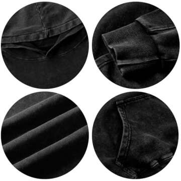 Bobeutou Oversized Hoodie Men Vintage Cotton Casual Hooded Sweatshirt Trendy Baggy Basic Hoodies Retro Pullover Streetwear (Black,M,Medium)