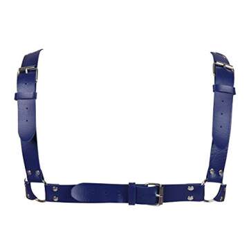 BBOHSS Men's Leather Body Harness Punk Chest Strap Harness Belt Adjustable Gothic Carnival Dance Costume Accessories (Royal blue)
