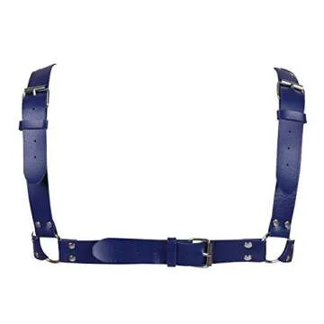 BBOHSS Men's Leather Body Harness Punk Chest Strap Harness Belt Adjustable Gothic Carnival Dance Costume Accessories (Royal blue)