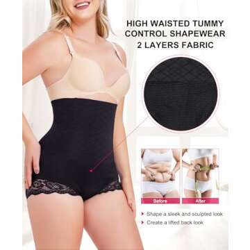 Gotoly Hourglass Figure Butt Lifter Shaper Panties Tummy Control High Waisted BoyShort (Black, 3XL/4XL)