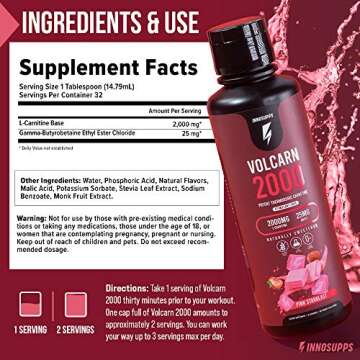 InnoSupps Volcarn 2000 - L-CARNITINE Advanced Energy Liquid | ATP Enhancer with GBEEC | Boosts Energy, Enhances Focus, Caffeine Free, No Artificial Sweeteners | 32 Servings (Sour Kids Candy)