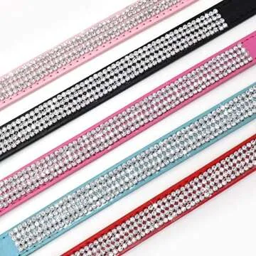 Stylish UMS Dog Collar with Rhinestones for Small Dogs