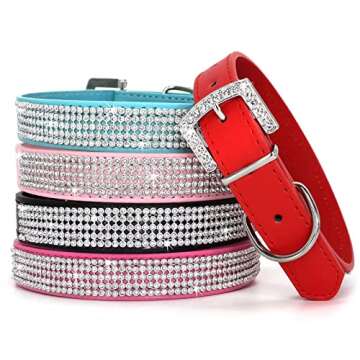 Stylish UMS Dog Collar with Rhinestones for Small Dogs