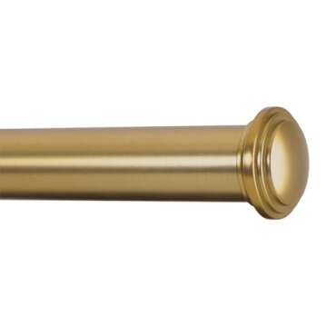 Ivilon Window Curtain Rod Decorative End Cap Design, 1 Inch Rod, 48 to 86 Inch. Warm Gold