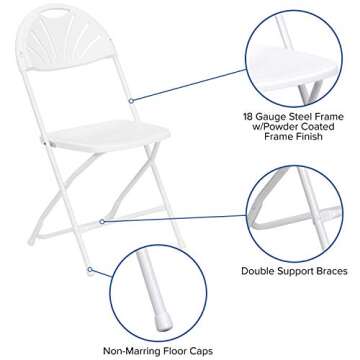 Emma + Oliver Folding Chairs Pack for Events - 650 lb