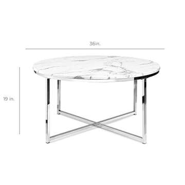 Best Choice Products 36in Faux Marble Accent Table - Elegant Living Room Decor