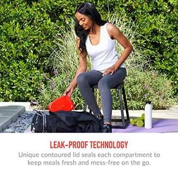 Bentgo® Fresh – Leak-Proof, Versatile 4-Compartment Bento-Style Lunch Box with Removable Divider, Portion-Controlled Meals for Teens and Adults On-The-Go – BPA-Free, Food-Safe Materials (Red)