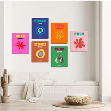 Mykonos Wall Art, Ibiza Canvas Print Art, Framed Canvas Travel Posters, Preppy Wall Art Canvas Prints, Teen Boys Girls Wall Art, Mykonos Wall Decor, Trendy Decorations, Framed Ready to Hang