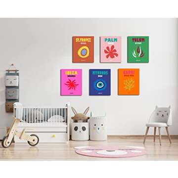 Mykonos Wall Art, Ibiza Canvas Print Art, Framed Canvas Travel Posters, Preppy Wall Art Canvas Prints, Teen Boys Girls Wall Art, Mykonos Wall Decor, Trendy Decorations, Framed Ready to Hang