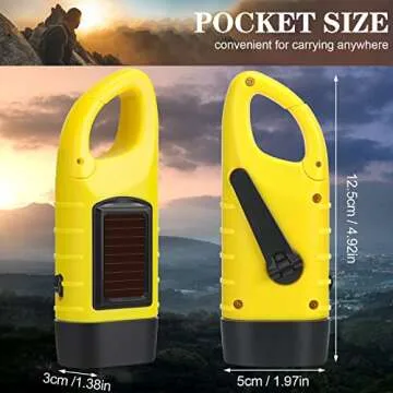 6 Pcs Hand Crank Solar Powered Flashlights Emergency Rechargeable LED Handheld Flashlights for Survi...