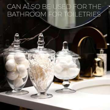 Mantello Candy Jar Apothecary Jars with Lids- for Candies Cookies Or Toiletries Size Assortment, 20 oz., 24 oz. and 28 oz.