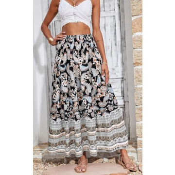 CFLONGE Women's Bohemian Long Skirt for Summer Style