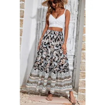 CFLONGE Women's Bohemian Long Skirt for Summer Style