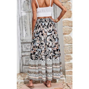 CFLONGE Women's Bohemian Long Skirt for Summer Style
