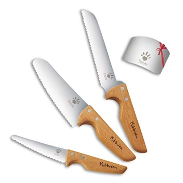 Kibbidea Kids Knife Set for Cutting, Baking 4pcs, Stainless Steel Knife Set- Children Friendly for Cutting Fruits Veggies Cake, Kids Kitchen Gifts
