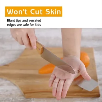 Kibbidea Kids Knife Set for Cutting, Baking 4pcs, Stainless Steel Knife Set- Children Friendly for Cutting Fruits Veggies Cake, Kids Kitchen Gifts