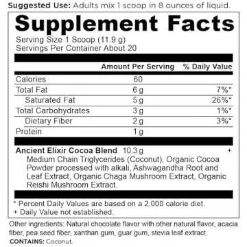 Keto Drink Mix by Ancient Nutrition, Caffeine Free Cocoa Energy Booster, 20 Servings