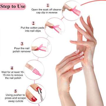 Nail Polish Gel Remover Tools Kit, Soak Off Cap Clip, 200ml Dispenser Bottle, UV Gel Polish Cuticle ...