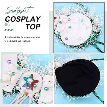 Zoestar Shell Crop Top Mermaid Costume Bra Top Rave Outfit Top Beach Seashell Chest Top Bikini Party Tops for Women and Girls (as1, Alpha, one_Size, Regular, Regular, Standard, Green)