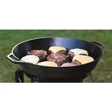 Lodge 17 Inch Pre-Seasoned Cast Iron Skillet - Dual Assist Handles - Use in the Oven, on the Stove, on the Grill, or Over a Campfire - Black