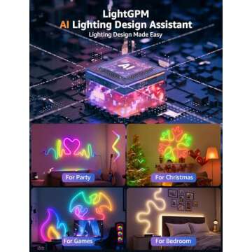 Lepro N1 AI Smart RGB Rope Lights for Christmas Decorations, LLM AI Generated Lighting, LightBeats Music Sync, Color Segment DIY, Voice Control Via App, 9.84ft Wi-Fi & Bluetooth LED Strip Lights