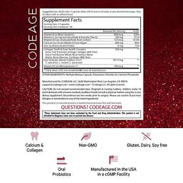 Codeage Teeth & Gums Vitamins + Oral Probiotics Supplement for Mouth - Whole Food Calcium, Collagen,...