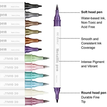 GC QUILL 12 Metallic Marker Pens for Crafting and More