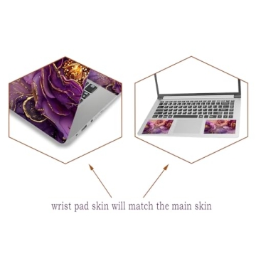 Chic Laptop Skin Decal Cover - For 12" to 15.6" Laptops, Includes Wrist Pads, Marble Flowers