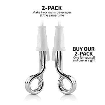 OVENTE Electric Immersion Water Heater (Pack of 2), 300W Mini Submersible Instant Boiler for Coffee and Tea, Portable, Lightweight and Easy to Use Home, Travel or Camping Accessories, White CH3012