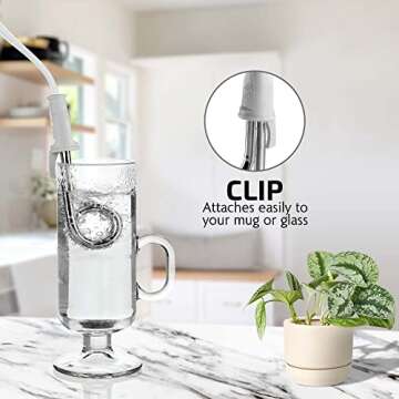 OVENTE Electric Immersion Water Heater (Pack of 2), 300W Mini Submersible Instant Boiler for Coffee and Tea, Portable, Lightweight and Easy to Use Home, Travel or Camping Accessories, White CH3012