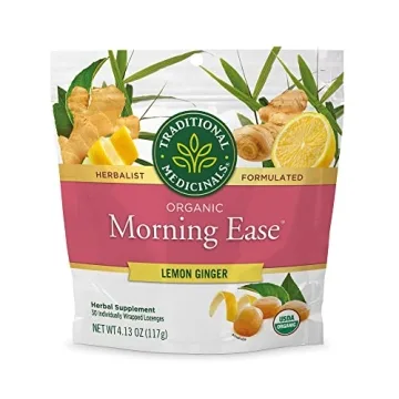 Traditional Medicinals Lozenges, Organic Morning Ease Lemon Ginger, Relieves Nausea & Morning Sickne...