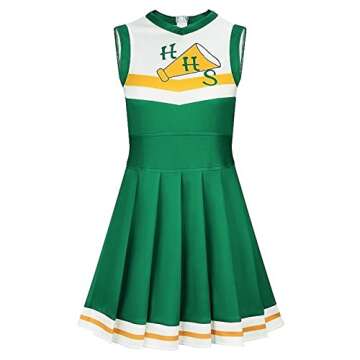 Cheerleader Uniform for Adult Eleven Outfits Costume Green Pleated Dress Halloween Fancy Suits