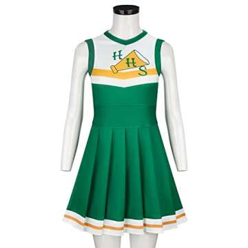 Cheerleader Uniform for Adult Eleven Outfits Costume Green Pleated Dress Halloween Fancy Suits