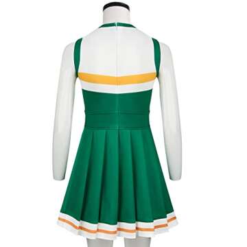 Cheerleader Uniform for Adult Eleven Outfits Costume Green Pleated Dress Halloween Fancy Suits