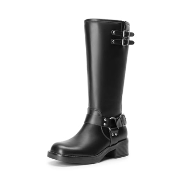 DREAM PAIRS Women's Knee High Boots - Stylish Square Toe with Buckles
