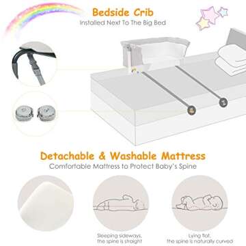 BABY JOY Baby Bedside Crib, Portable Travel Sleeper Bed Side Bassinet w/Carrying Bag, Newborn Bassin...