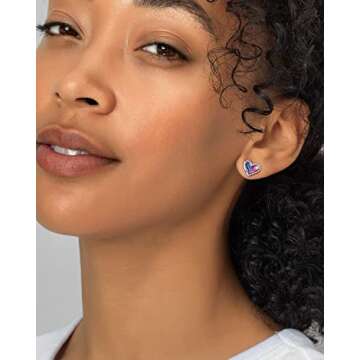 Kendra Scott Ari Heart Stud Earrings for Women, Fashion Jewelry, 14k Gold-Plated, Neon Pink