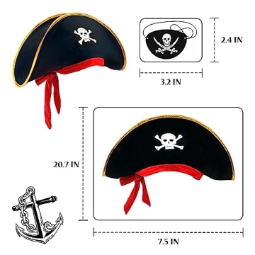 D-Fokes Pirate Hat Set with Eye Patches for All Ages