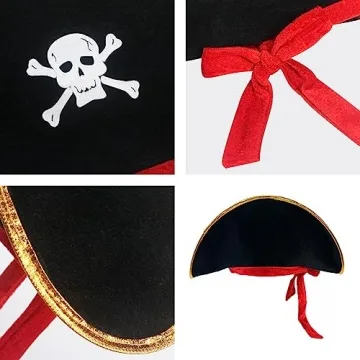 D-Fokes Pirate Hat Set with Eye Patches for All Ages