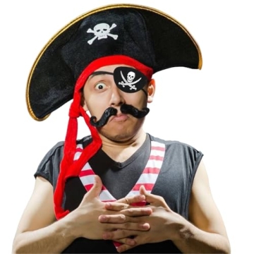 D-Fokes Pirate Hat Set with Eye Patches for All Ages