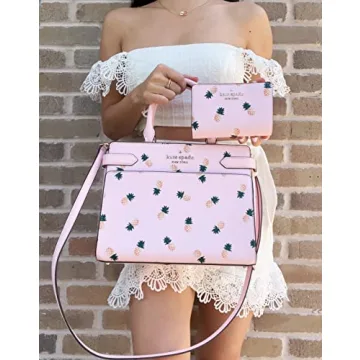 KATE SPADE Pineapple Satchel & Wallet Duo Pink Multi