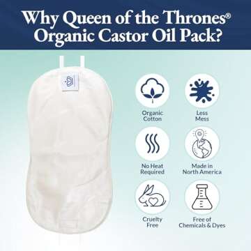 QUEEN OF THE THRONES Castor Oil Pack for Pelvic Kit (plus 8.45oz Organic Golden Castor Oil)- Less Me...