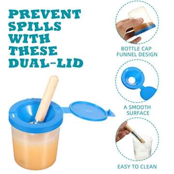 Zonon 24 Pcs 6 oz Paint Cups Non-spill Paint Cups with Flip Open Lids Set Painting Cups Art Supply for School, Classroom, Artist Studio, Assorted Colors(Red, Yellow, Blue, Green)