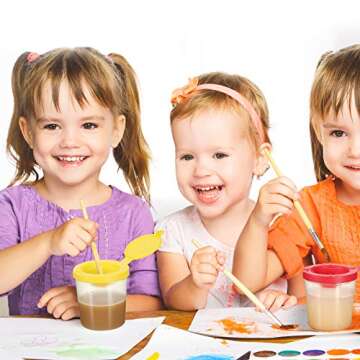 Zonon 24 Pcs 6 oz Paint Cups Non-spill Paint Cups with Flip Open Lids Set Painting Cups Art Supply for School, Classroom, Artist Studio, Assorted Colors(Red, Yellow, Blue, Green)